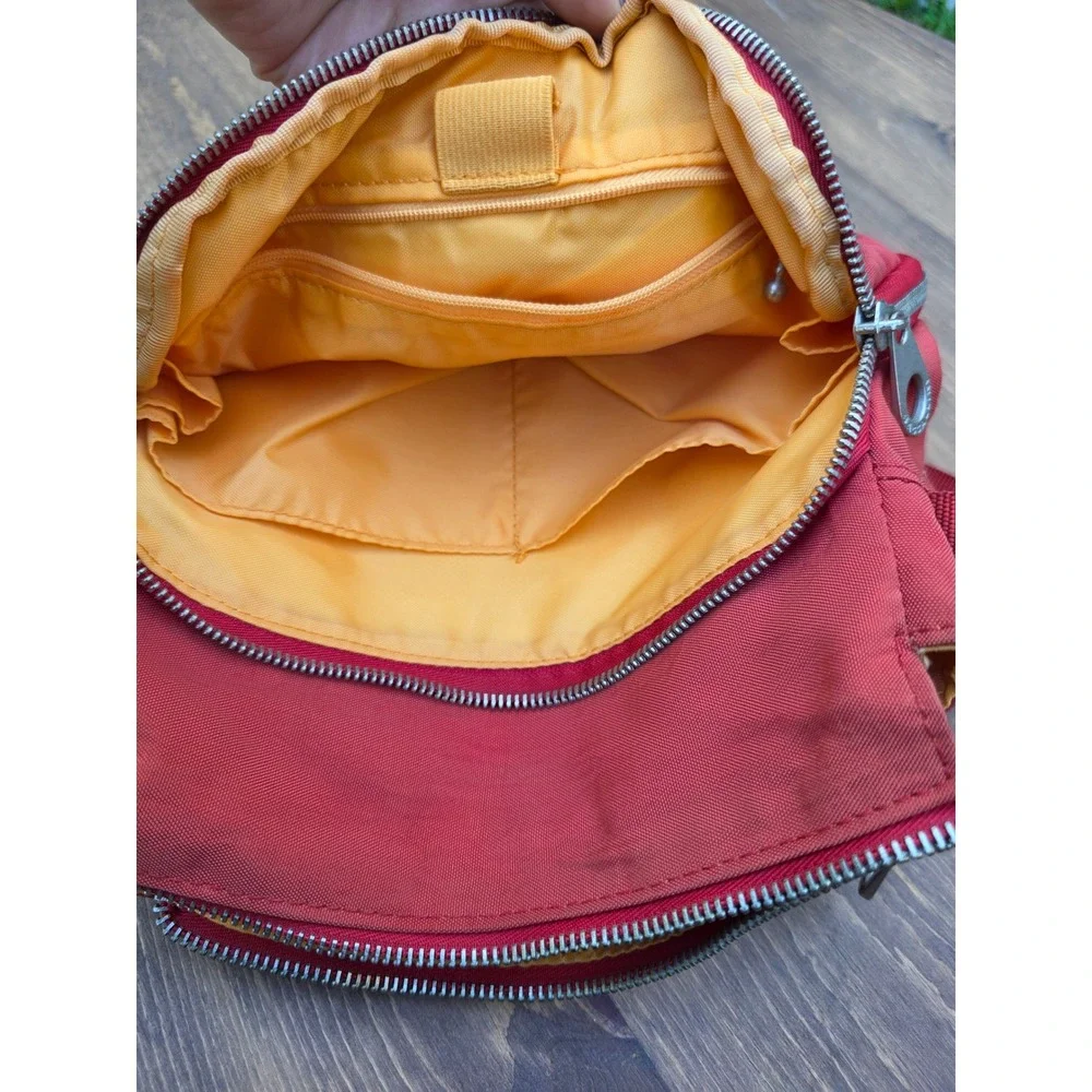Baggallini RedOrange Nylon Crossbody Bag Travel Purse Multi Pocket Yellow Lining